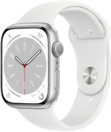 Смарт-часы Apple Watch Series 8, 45 мм, серебристые/белый